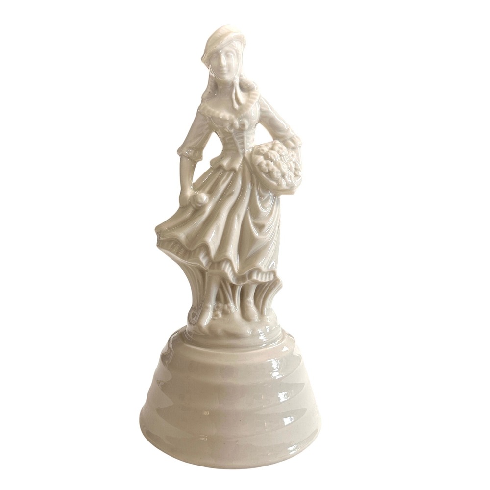 VTG Ceramic Lady Figurine Lamp Base Victorian Style Cream Glaze Decor 10"